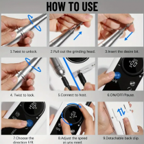 Akumulatorski pedikerski aparat 45.000 obratov 4